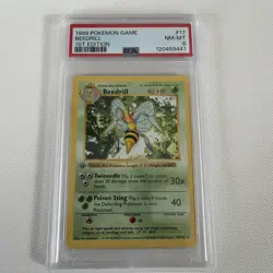 Pokemon Beedrill Base Set 17/102 1st Edition PSA 8 - Image 1