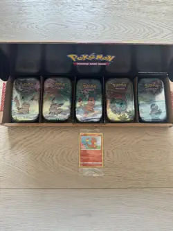 Pokemon TCG Kanto Friends Mini Tin 5-Pack | Amazon Exclusive - Outer Seal Open - Image 2