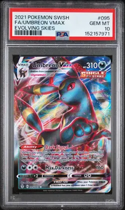 2021 POKEMON SWORD & SHIELD EVOLVING SKIES #095 FULL ART/UMBREON VMAX PSA 10 - Image 1