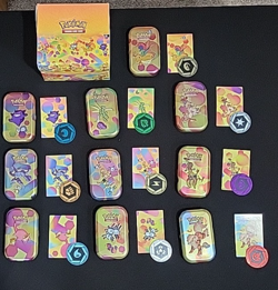 Empty Pokemon 151 Mini Tin Complete Set w/ Coins Cards Display Box 10 Tin READ - Image 1