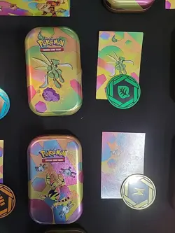 Empty Pokemon 151 Mini Tin Complete Set w/ Coins Cards Display Box 10 Tin READ - Image 4