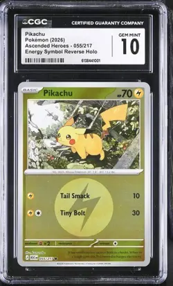 Pokemon TCG Ascended Heroes Pikachu 055/217 Energy Reverse Holo CGC GEM MINT 10 - Image 1