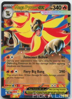 Mega Pyroar ex 015/086 Holo Double Rare Chaos Rising Pokemon Near Mint - Image 1