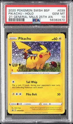 2020 POKEMON SWSH BLACK STAR PROMO #039 PIKACHU-HOLO PSA 10 - Image 1