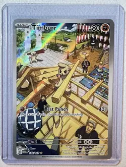 Pokemon Timburr 183/167 Twilight Masquerade Illustration Rare Holo Full Art NM - Image 1