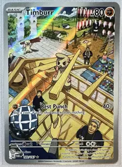 Pokemon Timburr 183/167 Twilight Masquerade Illustration Rare Holo Full Art NM - Image 2