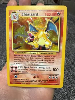 Pokemon TCG Base Set Charizard 4/102 Holo Rare Card MP/HP Small Crease on Back - Image 2