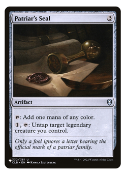 MTG - Patriar's Seal - Artifact - The List: Commander Baldur's Gate (CLB) - M/NM - Image 1