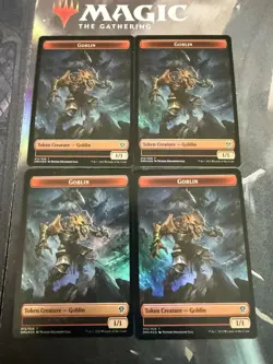Mtg. 4x Goblin Double-Sided Tokens. Foil. Dominaria United. Nm - Image 1