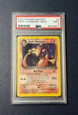 2000 Pokemon Team Rocket Unlimited Dark Charizard 4/82 Holo Rare Card PSA 9 - Image 1