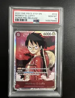 2022 ONE PIECE ST01 #012 STARTER DECK SUPER PRE-RELEASE MONKEY D LUFFY PSA 10 - Image 1