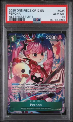 2025 One Piece Perona OP12-034 English Foil PSA 10 SR Alternate Art - Image 1