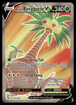 Pokemon Cards Alolan Exeggutor V 071/078 Holo Pokemon GO Ultra Rare NM - Image 1