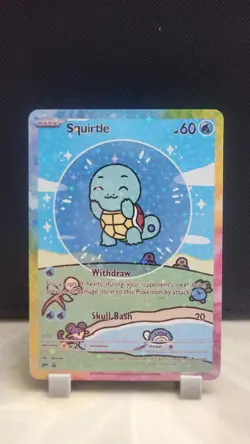 Pokemon Sparkle Holo Rainbow Boarder Cute Anime Bubble Squirtle EX Card - Image 1