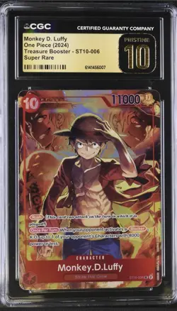 One Piece Treasure Booster Monkey D Luffy + 2nd Anniversary CGC 10 Pristine Lot - Image 1