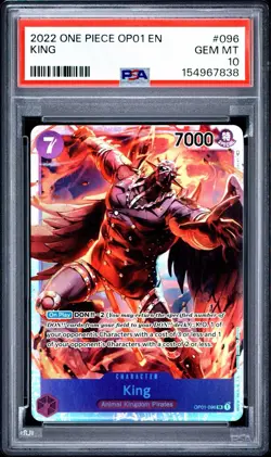 2022 Bandai One Piece OP01 English Romance Dawn King Leader #096 PSA 10 GEM MINT - Image 1