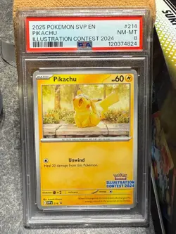 Pikachu SVP214 Black Star Promo Illustration Contest 2024 Pokemon Card PSA 8 - Image 3