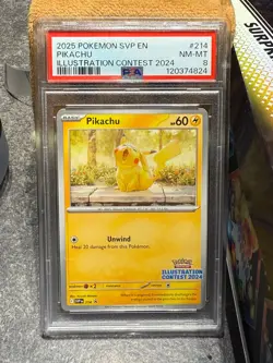Pikachu SVP214 Black Star Promo Illustration Contest 2024 Pokemon Card PSA 8 - Image 5