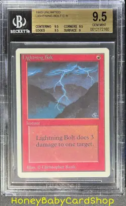 MTG Unlimited Edition 1993 Lightning Bolt BGS 9.5 GEM MINT Old School 93/94 - Image 1