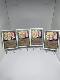 Magic The Gathering TCG Llanowar Elves x4 Revised Edition Vintage 1994 MTG WOTC - Image 1