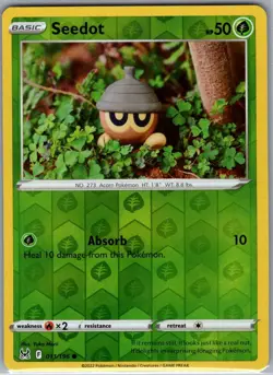 Seedot 011/196 Reverse Holo SWSH11: Lost Origin - Pokemon Card - NM - Image 1