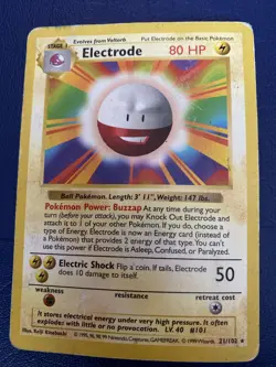 Pokemon Electrode Base Set Shadowless Card #21/102 HP - Image 1