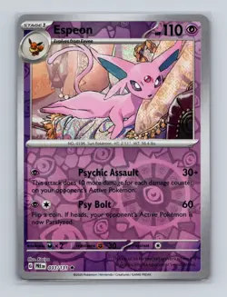 Espeon 033 2025 Pokemon Prismatic Evolutions Reverse Holo Rare Card NM+ (b) - Image 1