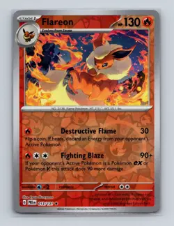 Flareon 013 2025 Pokemon Prismatic Evolutions Reverse Holo Rare Card NM+ (b) - Image 1