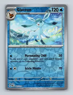 Glaceon 025 2025 Pokemon Prismatic Evolutions Reverse Holo Rare Card NM+ (a) - Image 1