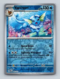 Vaporeon 022 2025 Pokemon Prismatic Evolutions Reverse Holo Rare Card NM+ (a2) - Image 1