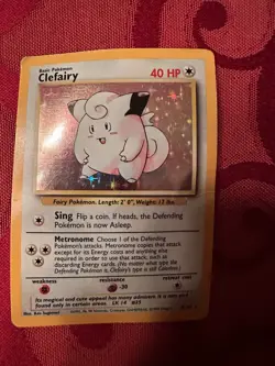 Pokemon Base Set Clefairy Holo Rare Card 5/102 Eng 1999 *Crooked As Is - Image 1
