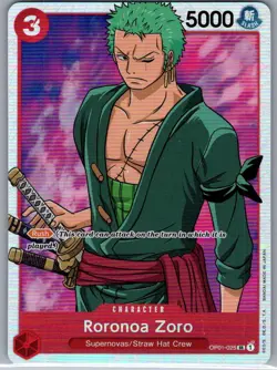 Roronoa Zoro OP01-025 SR English Romance Dawn - One Piece Card - NM - Image 1