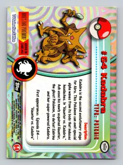 Kadabra #64 Topps Trading Cards Series 1 Pokemon Lightly Played - Image 2