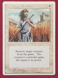 Magic The Gathering 4TH EDITION SWORDS TO PLOWSHARES white card MTG FOURTH - Image 1