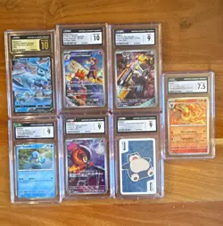 CGC Graded Lot 7 Japanese Pokemon 151 Foil Cards Mew ex Squirtle Flareon - Image 1