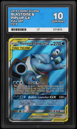 Blastoise Piplup GX Cosmic Eclipse 2019 card 214/236 Ace 10 Perfect Subgrades - Image 3