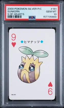 2000 POKEMON SILVER VERSION PLAYING CARDS 9 OF HEARTS #191 SUNKERN PSA 10 - Image 1