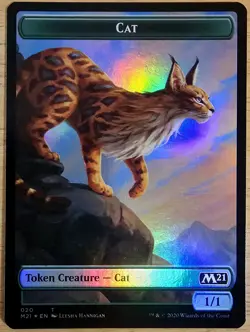X 1 Cat Token FOIL NM-M M21 020 MTG Magic The Gathering - Image 2