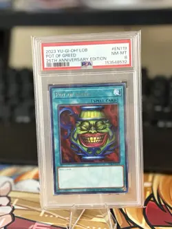 Yu-Gi-Oh! 2023 LOB Pot of Greed 25th Anniversary PSA 8 - Image 1
