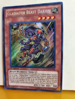 Yugioh Gladiator Beast Darius LCGX-EN244 Secret Rare 1st Ed NM - Image 1