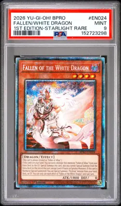 YUGIOH 1ST BPRO-EN024 FALLEN OF THE WHITE DRAGON STARLIGHT PSA 9 MINT #152723298 - Image 1