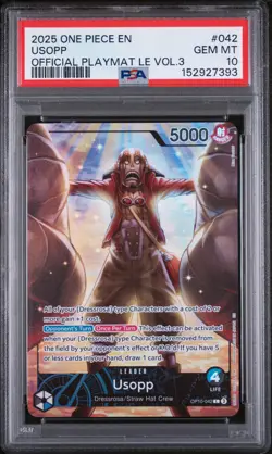 2025 ONE PIECE PROMOS OFFICIAL PLAYMAT LIMITED EDITION VOL.3 #042 USOPP PSA 10 - Image 1