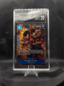 Bandai One Piece CCG Royal Blood Portgas D. Ace OP08-052 TR Foil TAG Gem Mint 10 - Image 1