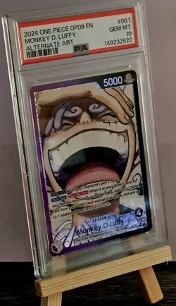 2024 MONKEY D. LUFFY One Piece OP09-EMPERORS IN THE NEW WORLD Alt Art PSA 10 GM - Image 1