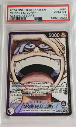 2024 MONKEY D. LUFFY One Piece OP09-EMPERORS IN THE NEW WORLD Alt Art PSA 10 GM - Image 2