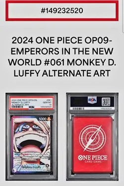 2024 MONKEY D. LUFFY One Piece OP09-EMPERORS IN THE NEW WORLD Alt Art PSA 10 GM - Image 4