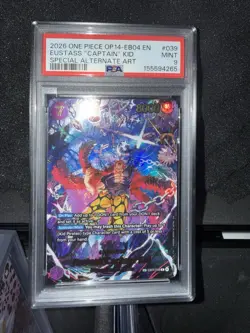 Bandai One Piece CCG Eustass "Captain" Kid OP14-EB04-039 PSA 9 Alt Art - Image 1
