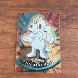 Pokemon Card Machop 66 Blue Logo Holo Foil TV Animation Topps Pokemon - Image 1