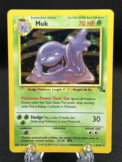 Muk - 13/62 - Moderately Played Holo Rare Unlimited Pokemon Card - Fossil - Image 1