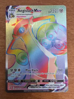 Aegislash VMAX Holo Secret Rare Rainbow Pokemon TCG Card Vivid Voltage 190/185 - Image 1